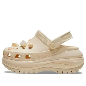 Mega Crush Clogs mit Muscheln und Perlen «Beige»