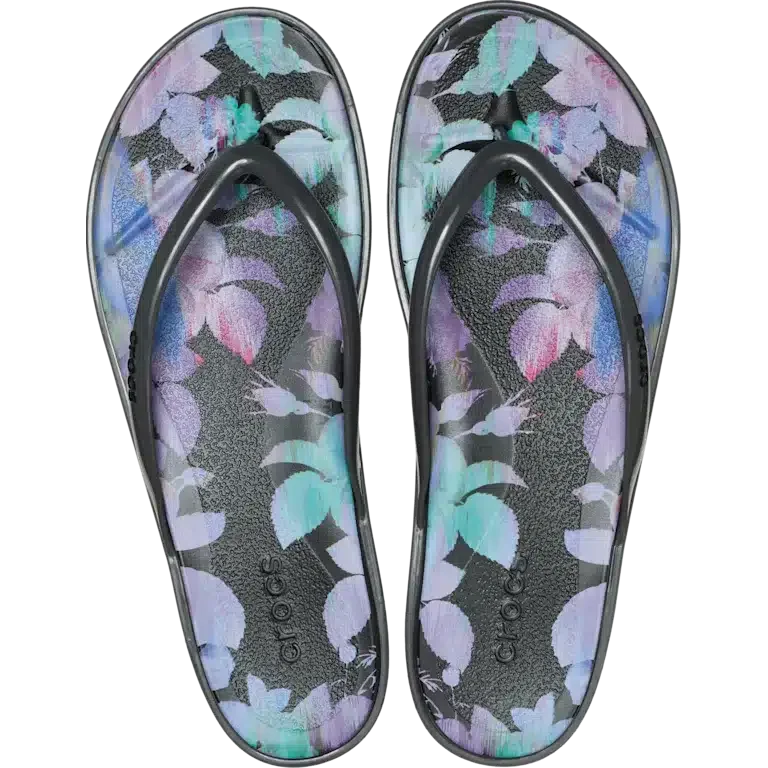 Miami Flip-Flops mit runder Zehenkappe und dunklem Blumenmuster Miami Flip-Flops mit runder Zehenkappe und dunklem Blumenmuster