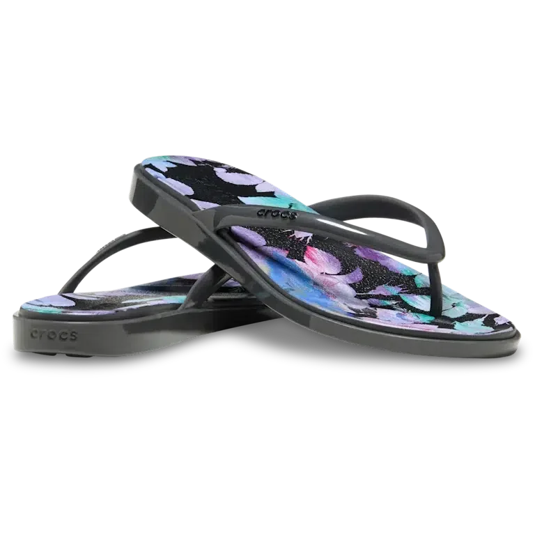 Miami Flip-Flops mit runder Zehenkappe und dunklem Blumenmuster Miami Flip-Flops mit runder Zehenkappe und dunklem Blumenmuster