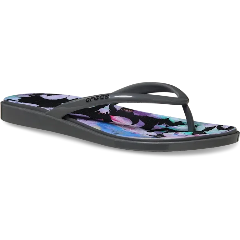 Miami Flip-Flops mit runder Zehenkappe und dunklem Blumenmuster Miami Flip-Flops mit runder Zehenkappe und dunklem Blumenmuster