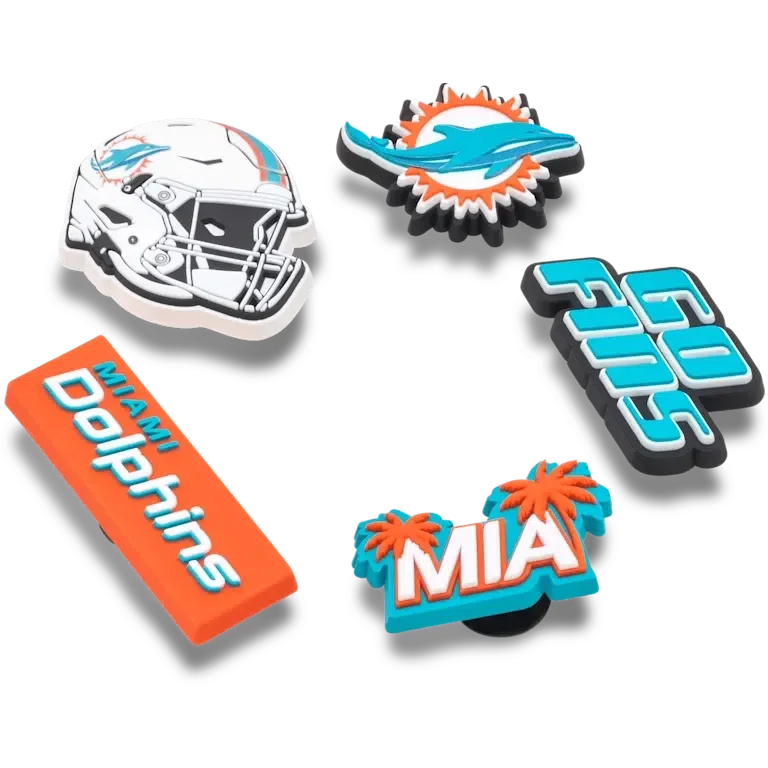 NFL Miami Dolphins 5er-Pack Jibbitz-Schuhanhänger NFL Miami Dolphins 5er-Pack Jibbitz-Schuhanhänger