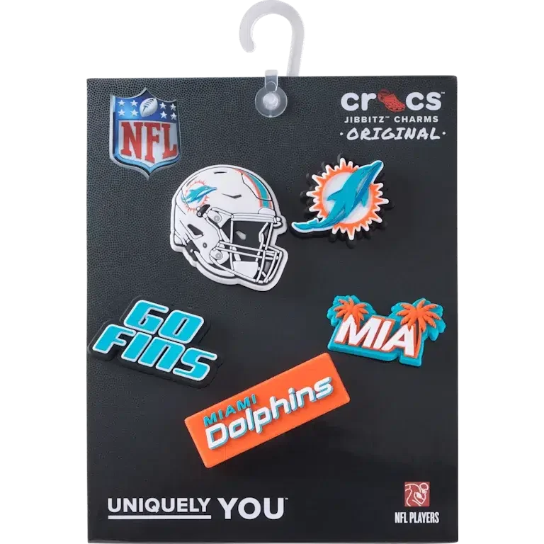 NFL Miami Dolphins 5er-Pack Jibbitz-Schuhanhänger NFL Miami Dolphins 5er-Pack Jibbitz-Schuhanhänger