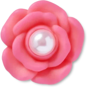 Rosa Blume mit Perle in der Mitte – Jibbitz-Anstecker