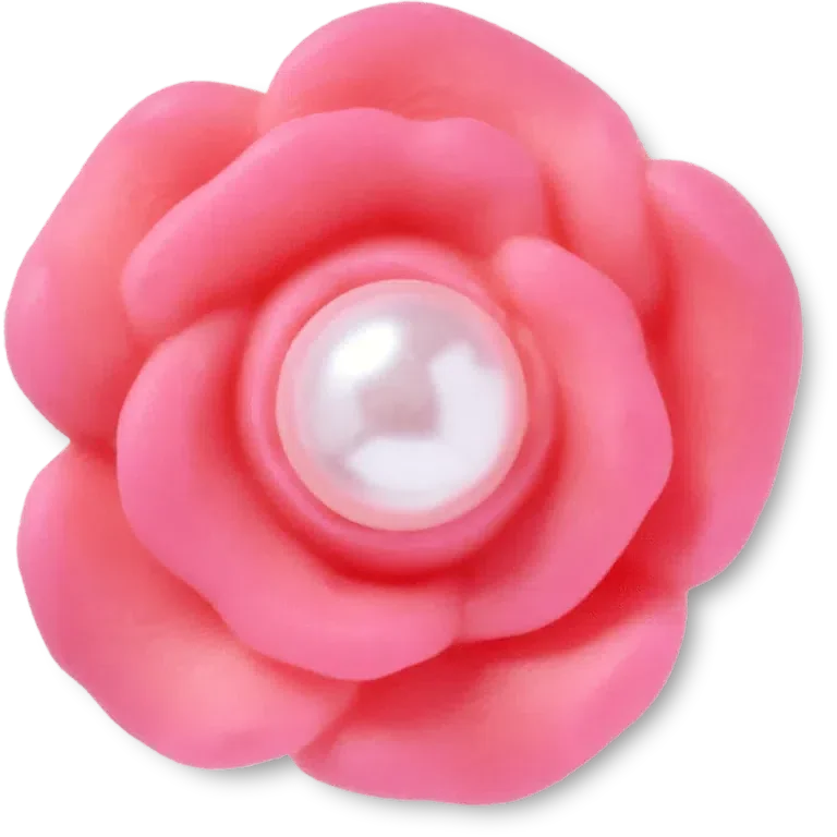 Rosa Blume mit Perle in der Mitte – Jibbitz-Anstecker Rosa Blume mit Perle in der Mitte – Jibbitz-Anstecker