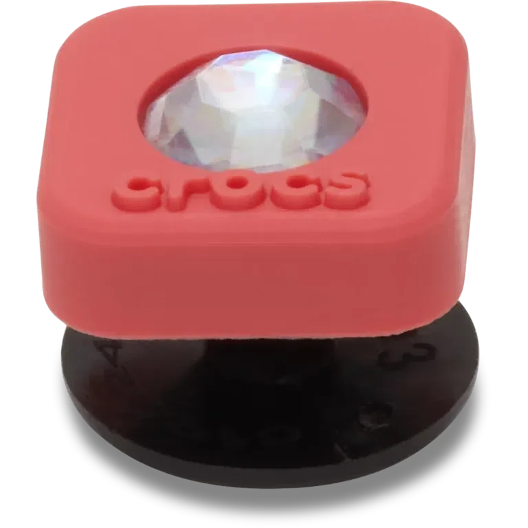 Rote quadratische Jibbitz-Anstecker aus PVC mit Smt-Edelstein Rote quadratische Jibbitz-Anstecker aus PVC mit Smt-Edelstein