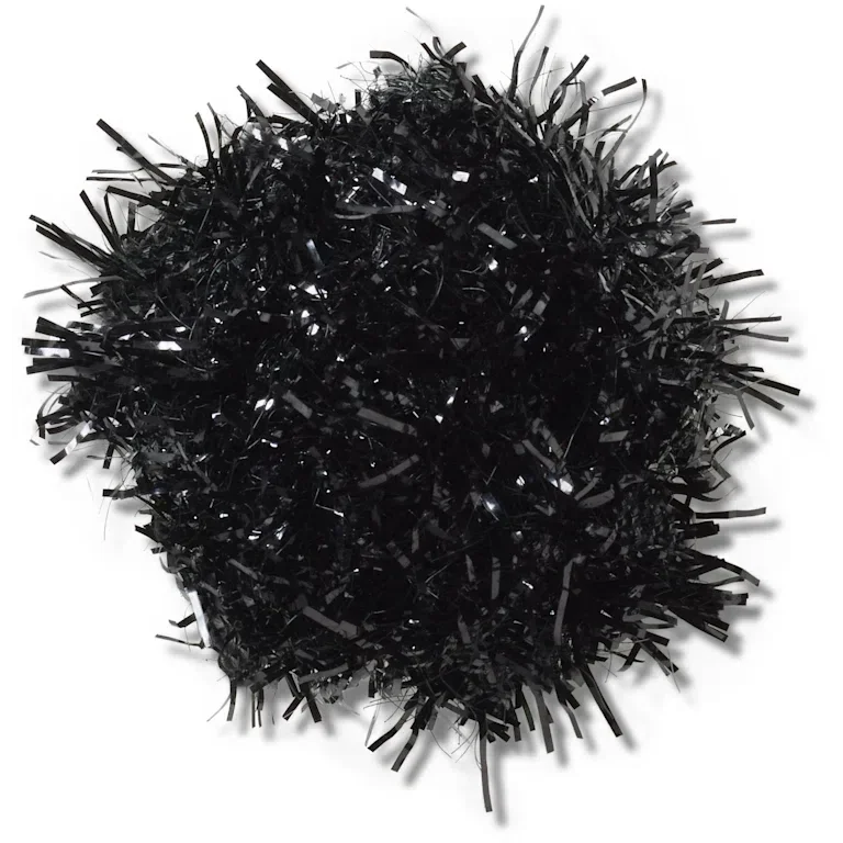 Schwarze Lametta-Pompon-Jibbitz-Anstecker Schwarze Lametta-Pompon-Jibbitz-Anstecker