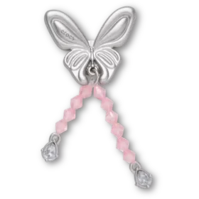 Silberne Jibbitz-Anstecker «Meta-Schmetterling mit Perlen»