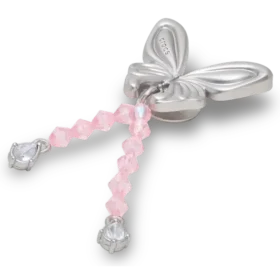 Silberne Jibbitz-Anstecker «Meta-Schmetterling mit Perlen»