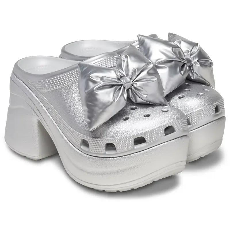 Siren Metallic Bow Clogs «Silver» Siren Metallic Bow Clogs «Silver»