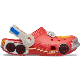 Toddler Classic Iam Feuerwehrauto-Clogs mit Riemen am Fersenbereich