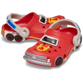 Toddler Classic Iam Feuerwehrauto-Clogs mit Riemen am Fersenbereich