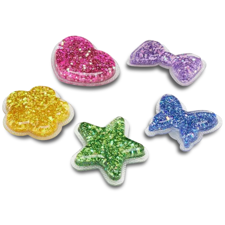 UV-reaktive Squish Jibbitz-Anstecker, 5er-Pack UV-reaktive Squish Jibbitz-Anstecker, 5er-Pack