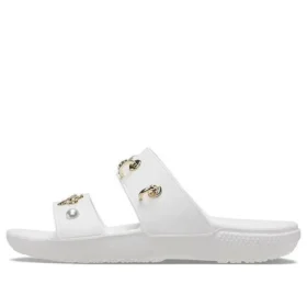 Weiche Sohle, bequeme Outdoor-Hausschuhe mit flachem Absatz, weiss